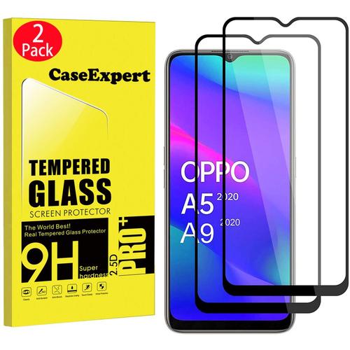 2 Pack - Oppo A5 (2020) / Oppo A9 (2020) Verre Trempé, Caseexpertvitre Protection Film De Protecteur D'écran Glass Film Tempered Glass Screen Protector Oppo A5 (2020) / Oppo A9 (2020)