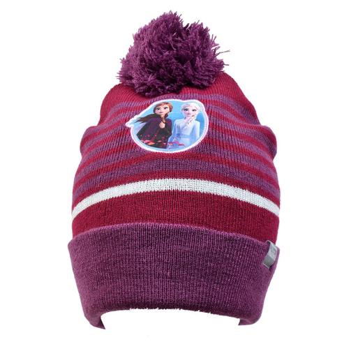 Bonnet Fantaisie Licence Ultra Doux Pour Fille 2044-1066 Reine Des Neiges Bordeaux Revers