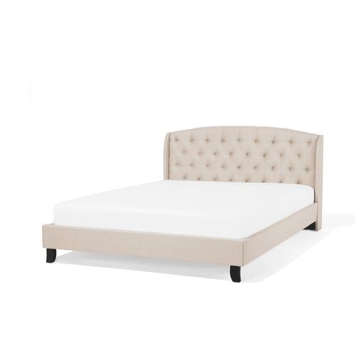 Lit Double En Tissu Beige 160x200 Cm Bordeaux