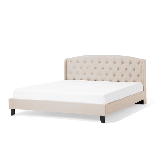 Lit Double En Tissu Beige 180x200 Cm Bordeaux