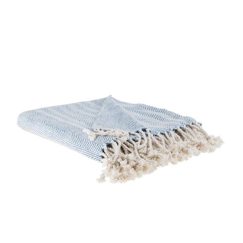 Couverture Tilmi Coton 130 X 160 Cm Bleu