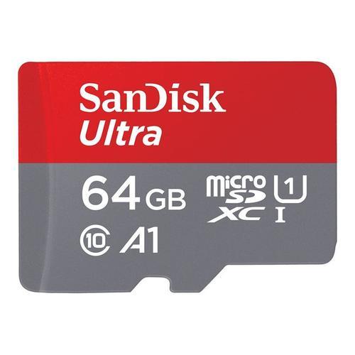 SanDisk Ultra - Carte mémoire flash (adaptateur microSDXC vers SD inclus(e)) - 64 Go - A1 / UHS Class 1 / Class10 - microSDXC UHS-I