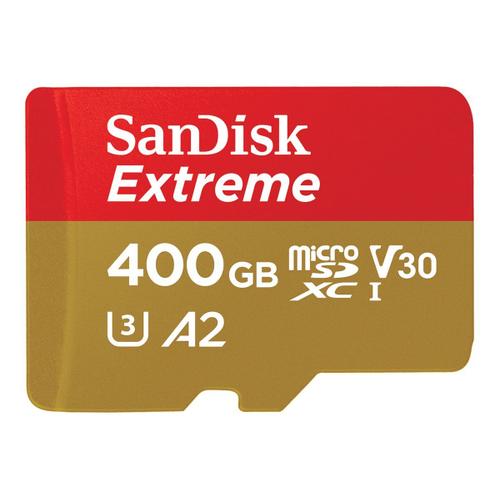 SanDisk Extreme - Carte mémoire flash (adaptateur microSDXC vers SD inclus(e)) - 400 Go - A2 / Video Class V30 / UHS-I U3 - microSDXC UHS-I