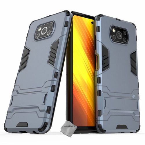 Housse Etui Coque Rigide Anti Choc Pour Xiaomi Poco X3 Nfc + Film Ecran - Bleu Fonce