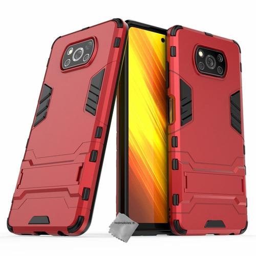 Housse Etui Coque Rigide Anti Choc Pour Xiaomi Poco X3 Nfc + Verre Trempe - Rouge