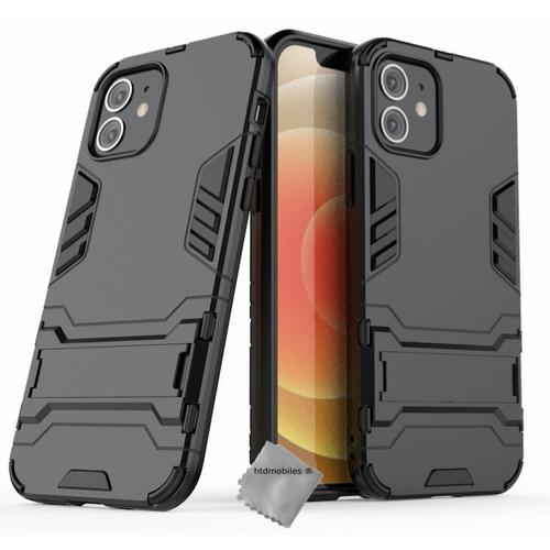 Housse Etui Coque Rigide Anti Choc Pour Apple Iphone 12 / 12 Pro + Film Ecran - Noir