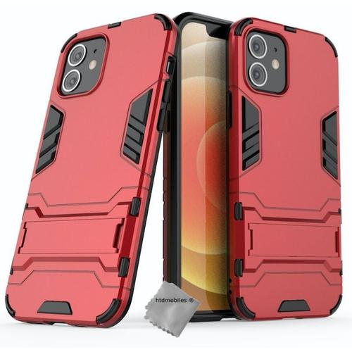 Housse Etui Coque Rigide Anti Choc Pour Apple Iphone 12 / 12 Pro + Film Ecran - Rouge