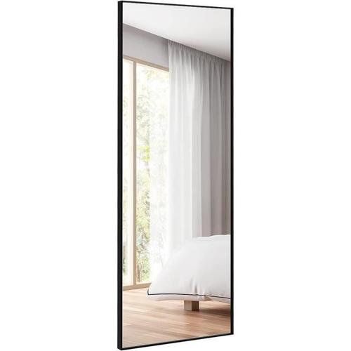 COSWAY Miroir Psyché, Miroir HD en Verre Antidéflagrant 150 x 4 x 56 CM, Cadre Noir en Aluminium