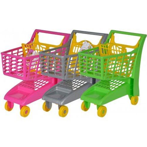 Un Chariot Supermarche - Hauteur Poignee 47cm - Panier A Roulettes - Jouet Imitation Enfant - Course - Coloris Aleatoire