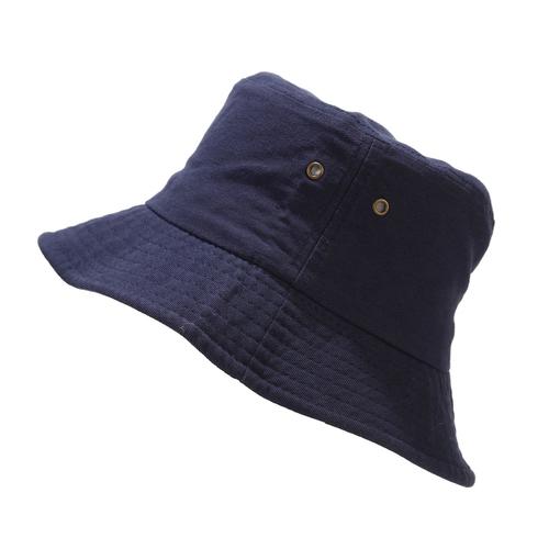 Chapeau Seau Pour Femmes Et Hommes, Casquette De Plage D'été Réversible En Coton, Style De Couleur Unienavy Blue1 Pcs