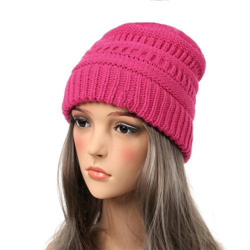 Chapeau Pour Hommes Et Femmes Hiver Chaud Épais Doux Surdimensionné Cable Tricot Casquette Tricoté Chapeau Solide Chapeaurose Red2 Pcs