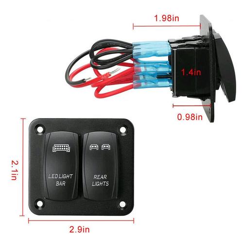 Panneau De Commutation À Bascule En Plastique Noir, Barre D'éclairage Led De Réglage De Voiture Et Feu Arrière 12v/24v, Pièces Intérieures Bleues Universelles, Accessoires De Voiture