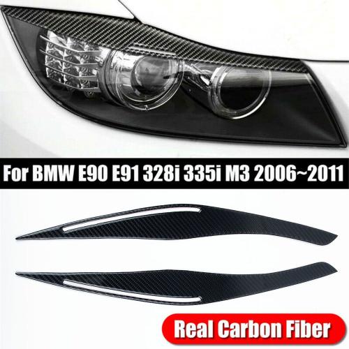 Couverture De Sourcils De Phares En Fiber De Carbone, Pour Bmw E90 / E91 Série 3, Berline 4 Portes Et Van 2009   2012