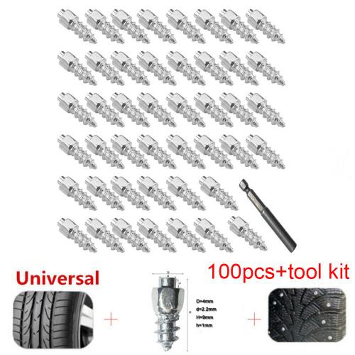 Vis De Roue Antidérapantes, 100 Pièces, Clous De Roue D'hiver, Neige, Chaînes Antidérapantes, Pointes Avec Outil Pour Voiture, Moto, Vélo