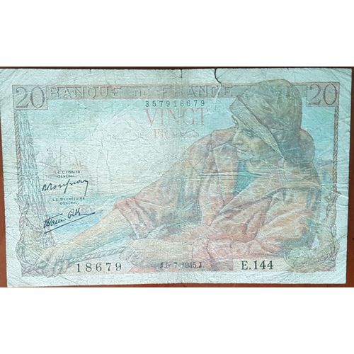 Billet 20 Francs Pêcheur 5 - 7 - 1945 France E.144 (Cf Photos)