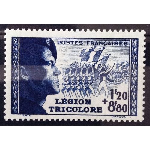 Légion Tricolore 1f20+8f80 Bleu (Superbe N° 565) Neuf* - Cote 6,90 - France Année 1942 - Brn83 - N29888