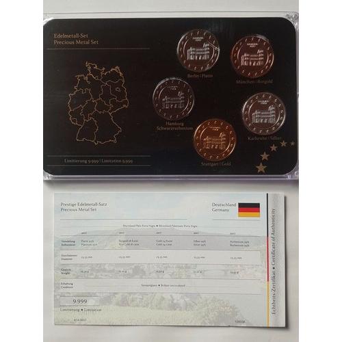 Allemagne 2017 - Porta Nigra - Serie 5 Pieces 2 Euros - Platin Rot Gold Gold Silber Ruthenium - Essai Trial Probe Pattern Prueba Et Certificat