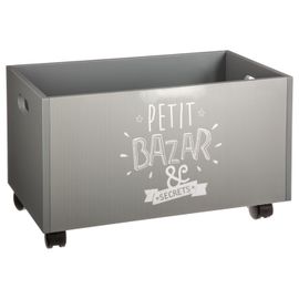 Coffre De Rangement À Roulettes Kids - 48 X H. 28 Cm - Gris