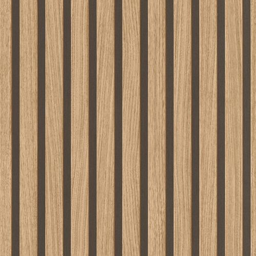 Papier peint non tissé marron aspect bois panneaux 3D au look moderne Skandi mur à lamelles de la collection.[Z272]