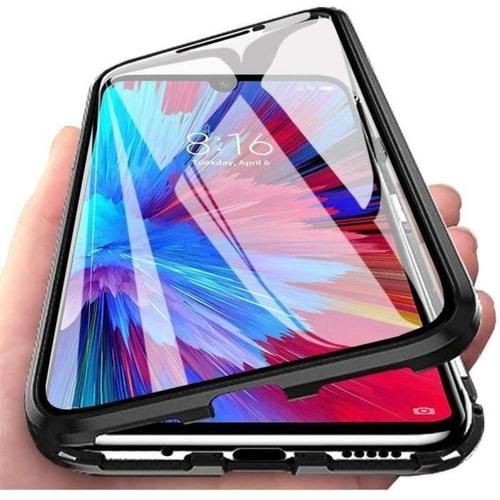 Coque Xiaomi Redmi 9c Adsorption Magnétique Étui 360 Degré Protection Housse Verre Trempé Cadre Aluminium Aimant Fort Cover