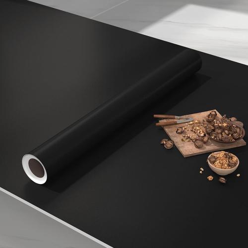 Papier peint autocollant épais en vinyle noir uni pour plan de travail de cuisine - 40 x 1000 cm - Pour meubles de chambre.[Z3841]