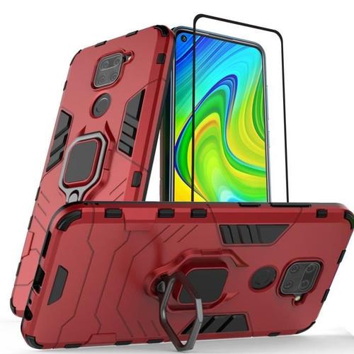 Coque Xiaomi Redmi Note 9 Housse Étui + Redmi Note 9 Verre Trempé Protecteur D'écran Film De Protection 3d Couverture -Rouge