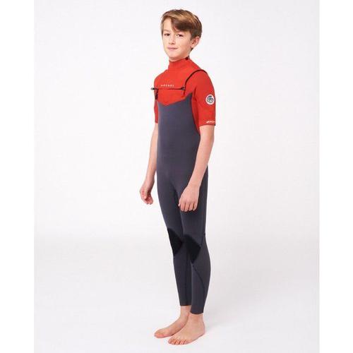 Dawn Patrol Chest Zip Short Sleeve 2/2 Mm Wetsuit - Combinaison De Surf Enfant Red 8 Ans - 8 Ans