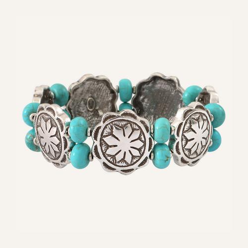 Bracelet Ethnic Howlite Argenté/Turquoise