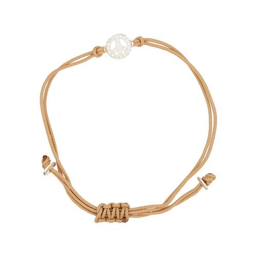 Bracelet Peace En Argent Cordon Beige