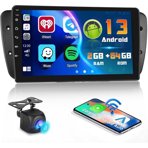 2+64GB Android 13 Autoradio pour Seat Ibiza 6J 2009-2013 Radio Carplay Android Auto GPS Navi 9 Pouces HD Écran.[Z921]