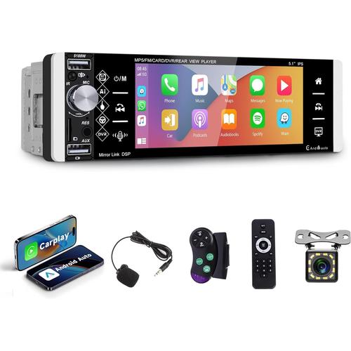 sans Fil Carplay Autoradio 1 Din avec Android Auto FM/AM/RDS Radio Bluetooth Mains Libres 5.1 Pouces Autoradio avec.[Z910]