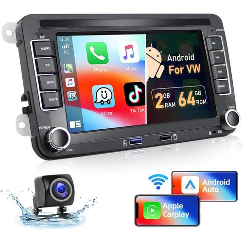 [2G+64G] Autoradio Android 13.0 Adapté pour VW Golf Polo Skoda, Radio 2 Din 7 Pouces avec Carplay sans Fil et.[Z150]