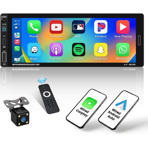 Carplay Android Auto Autoradio 1Din mit Bildschirm 6,86 Zoll Touchscreen Carplay 1Din Radio Bluetooth mit Bluetooth.[Z142]