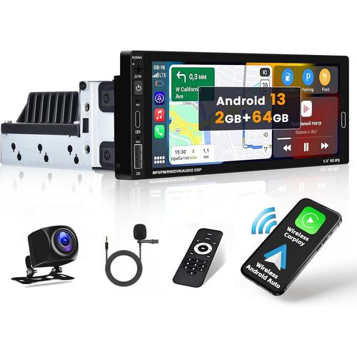 6.86Pouces 2G 64G Android13 Autoradio GPS 1 Din Sans Fil Caplay avec écran tactile Voiture Radio Android 1Din avec GPS WiFi.[Z350]