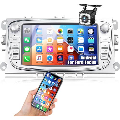 Android Autoradio pour Ford Focus C-Max S-Max Mondeo Kuga Galaxy, 7 Pouces Capacitif Écran Tactile GPS 2 Din | Bluetooth |.[Z187]