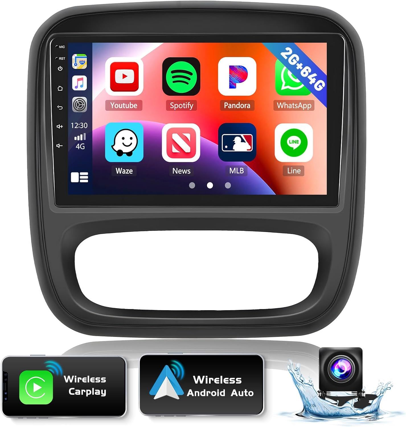 [2+64G] 9'' Android Autoradio pour Renault Trafic/Opel Vivaro 2015 avec Wireless Carplay Android Auto Car Stéréo 2 Din.[Z985]