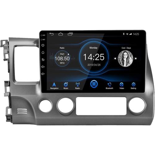 10.1 Pouces Android 10.1 Autoradio Stéréo pour Honda Civic 2007-2011 Écran Tactile Capacitif Haute Définition Navigation.[Z1702]