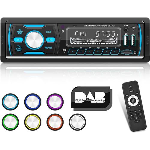 Autoradio Dab+ 1 Din avec Bluetooth - Auto Radio avec FM AM RDS - 7 Boutons Lumineux de Couleur/USB/U Disk/AUX + 32G TF Card.[Z789]