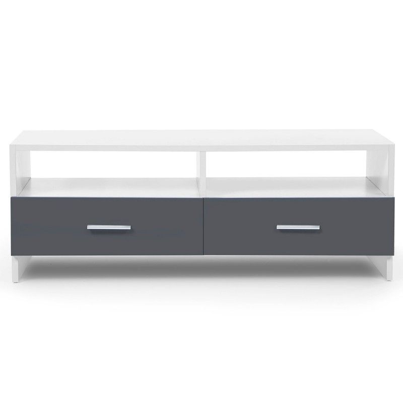 Meuble Tv Falko Bois Blanc Et Gris - 2