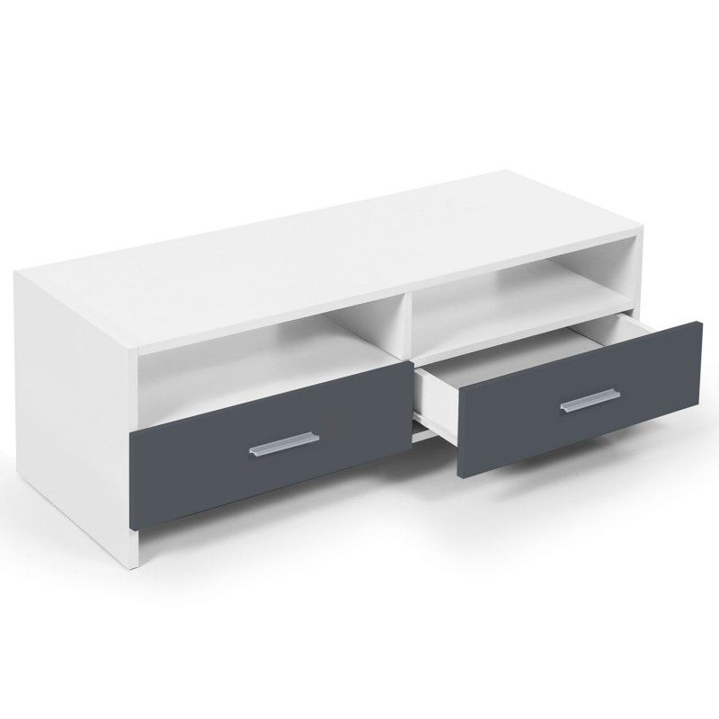 Meuble Tv Falko Bois Blanc Et Gris - 3