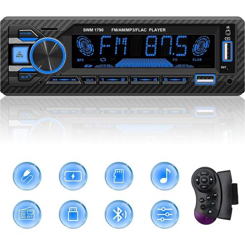 RDS Autoradio 1 Din avec Commande Vocale, Double Bluetooth 5.1 Mains Libres, FM&AM Radio avec Position et Recherche de.[Z1001]