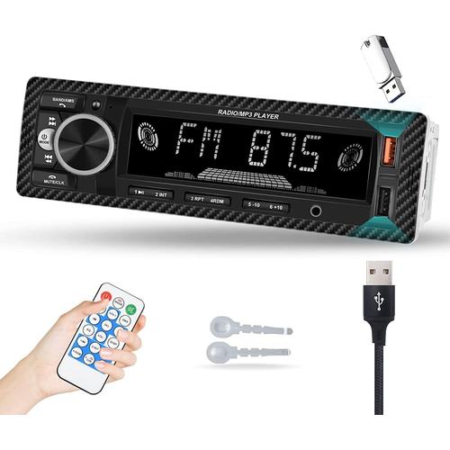 Autoradio Bluetooth 5.1 Main Libres Lecteur Multimédia 1 Din mit USB/AUX/EQ/RCA Audio Output FM Lecteur MP3 Poste Radio.[Z255]