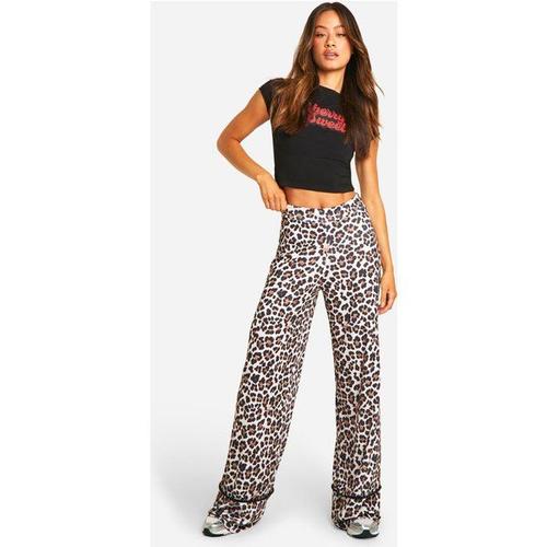 Tall Leopard Print Wide Leg Pull On Trouser - 10