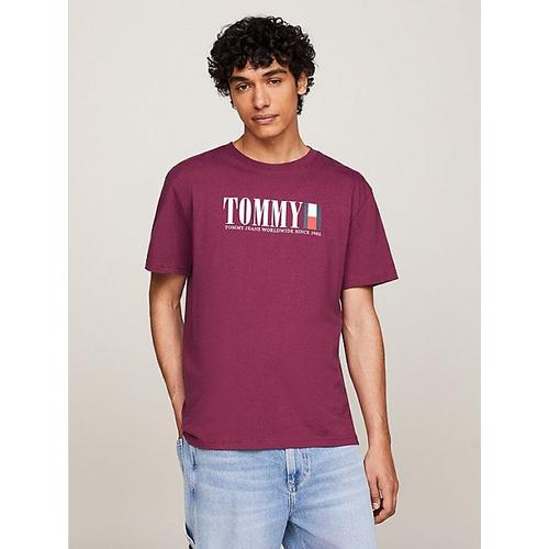 T-Shirt Tommy Flag À Col Ras-Du-Cou Et Logo Xs