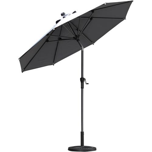 Parasol De Jardin Exterieur Inclinable 245 Cm, Parasol Droit Rond Avec Manivelle Mât Central En Aluminium Toile Protection.[Z70]