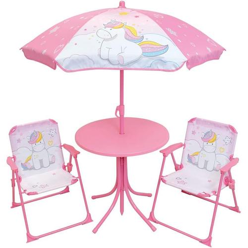 46xø46, 2 53xl.38,5xp 1 H.125xø Enfant Licorne Salon De Jardin Table H.46 X Ø46 Cm, Deux Chaises H.53 X L.38,5 X.[Z155]