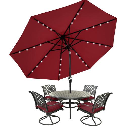 Parasol De Terrasse Avec 8 Baleines Et 32 Lampes Led Solaires, Pour Table, Marché, Extérieur.[Z44]