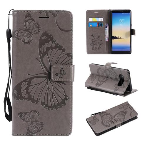 Étui Pour Samsung Galaxy Note 8 Avec Support De Fente Pour Carte Couverture Magnétique Couverture Antichoc Flip Kickband Cuir Pu - Gris Clair