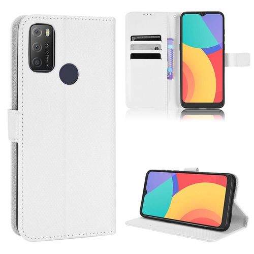 Étui Pour Alcatel 1s 2021 Couverture Portefeuille Magnétique Bicelle Titulaire De La Carte - Blanc