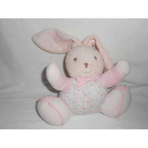 Doudou Musical Peluche Lapin Rose Vert Bleu Creme Ecru Beige Noeud Liberty Boite A Musique Kaloo